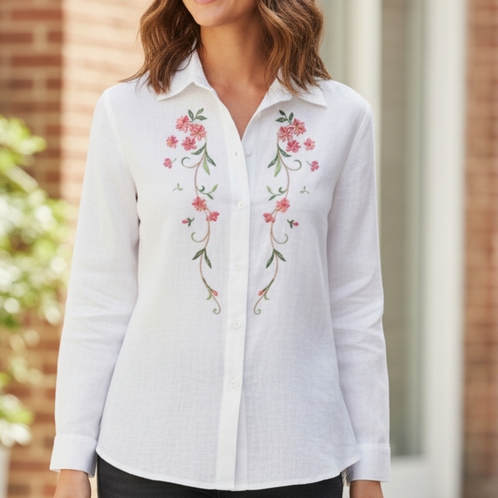 Sunny Leigh Linen Embroidered Button Down Shirt